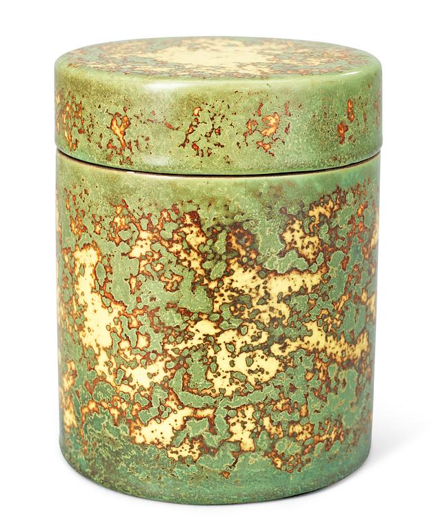 A Hans Hedberg faience jar with cover, Biot, France.