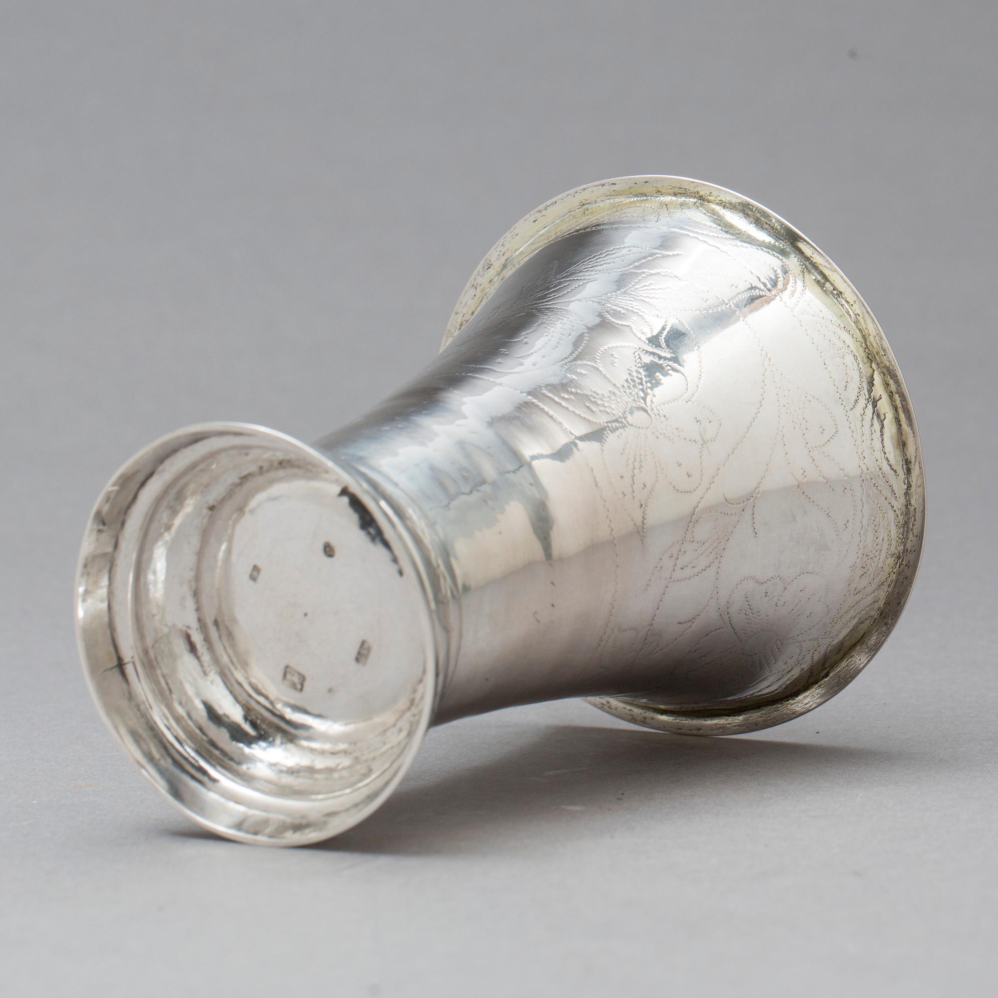BÄGARE, silver, Carl Gustaf Högstedt, Kalmar, 1833, vikt ca 90g.