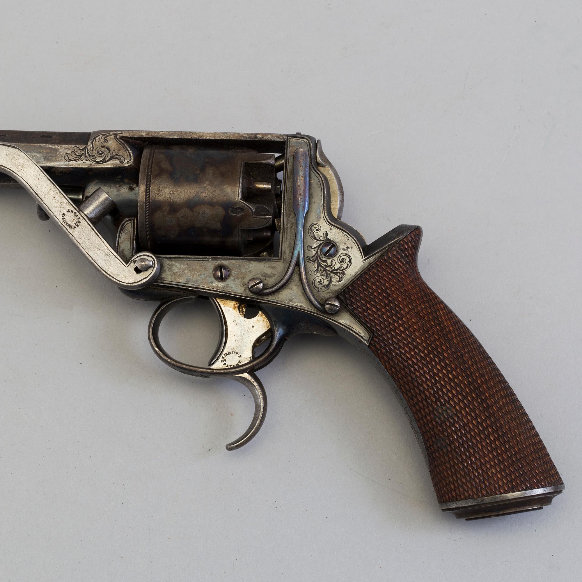 A English double-trigger Tranter revolver from the mid 19th century.
