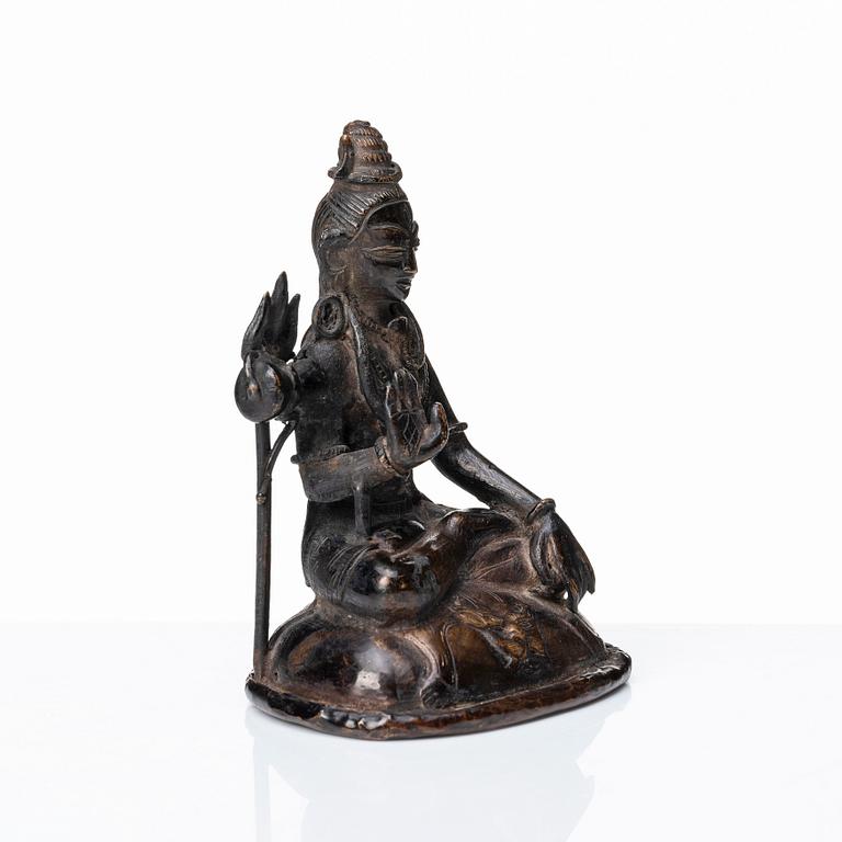 A seated bronze figure of a Hindu Mahayogi Shiva, Nepal, 20th Century.