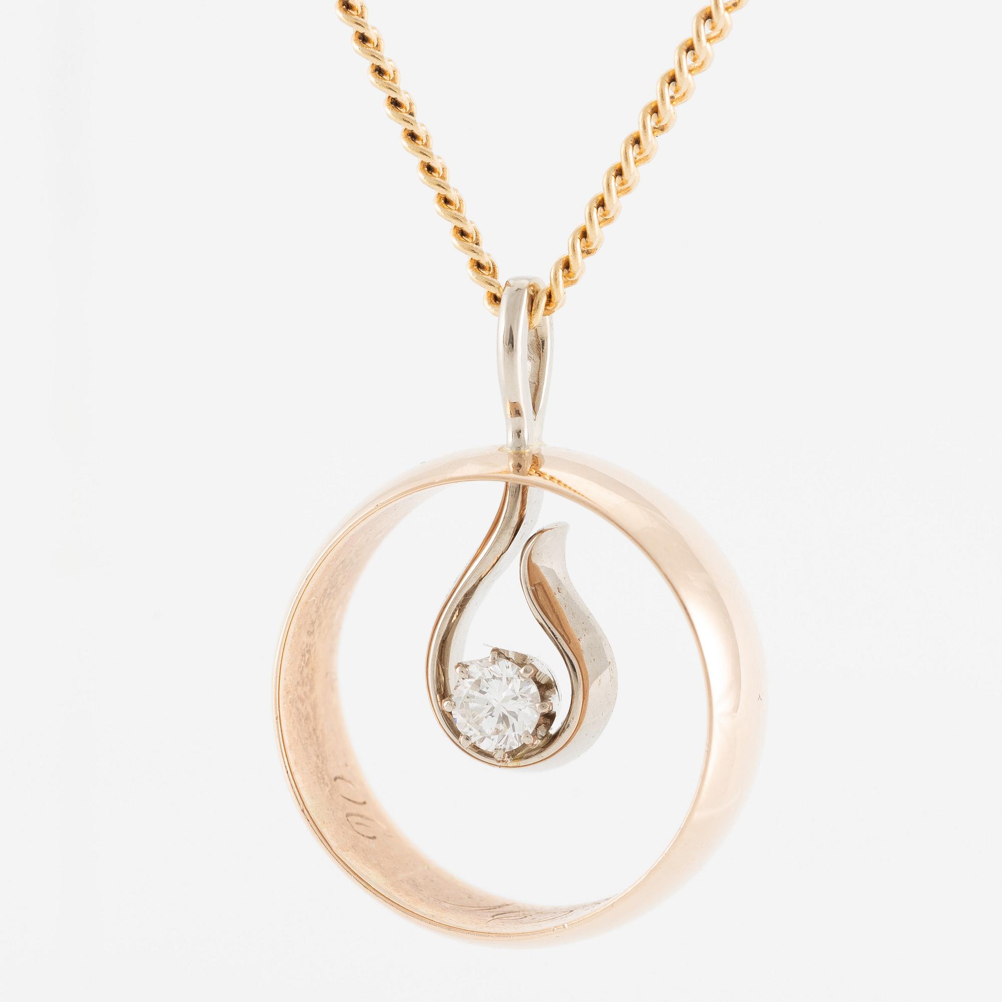 Pendant, 18K gold with brilliant-cut diamond.