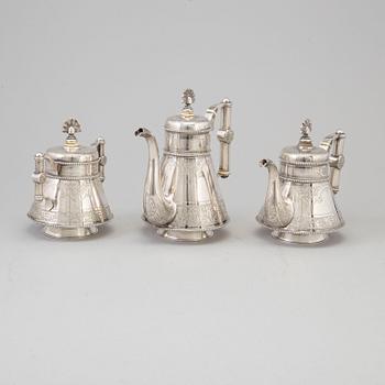 A 3 part Russian silver coffee service dated St.Petersburg 1881.