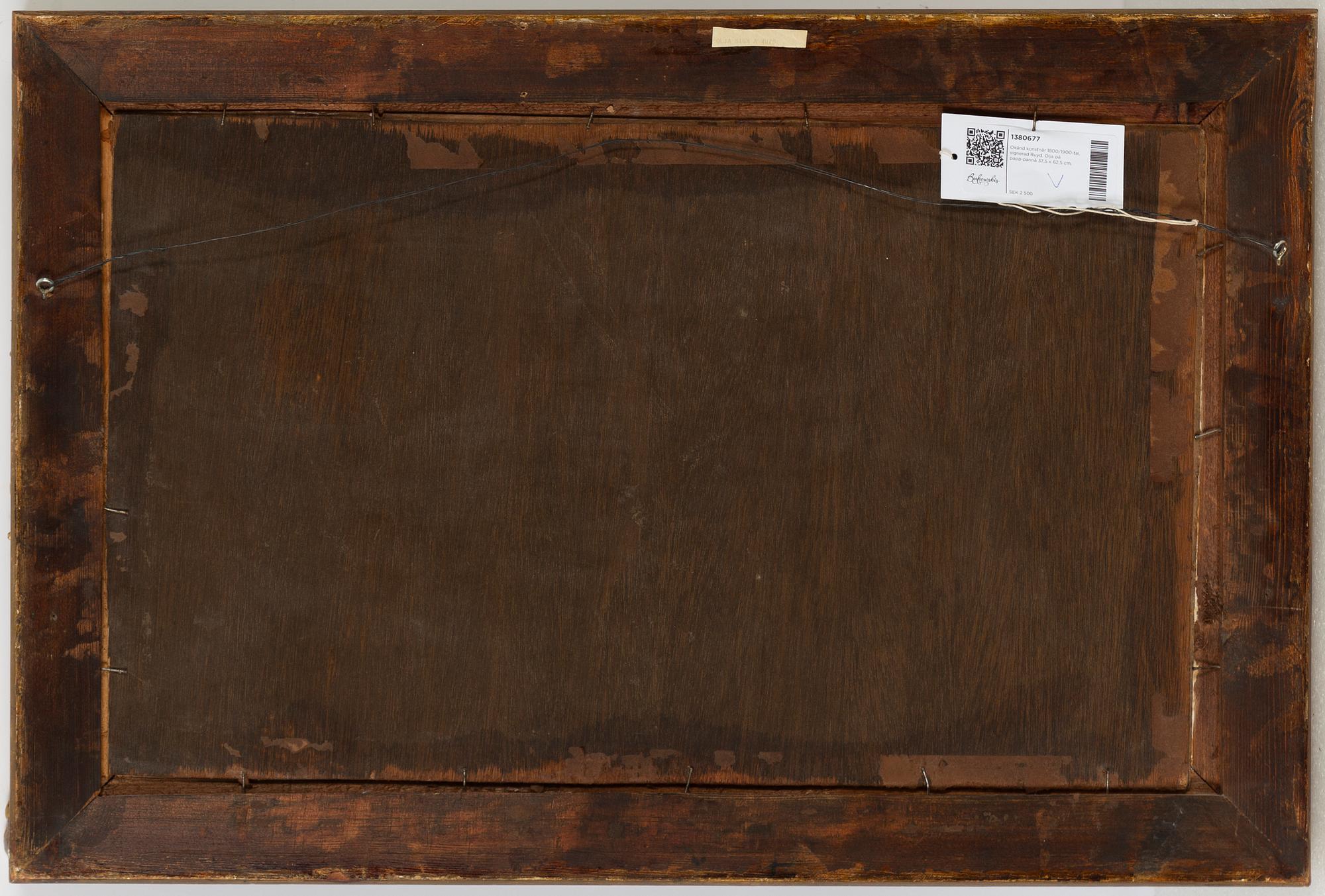 Unknown artist 19th/20th Century. Signed Ruyd. Oil on paper-panel 37.5 x 62.5 cm.