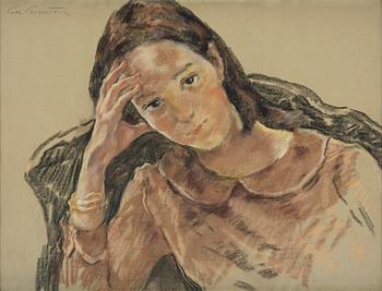 585. Lotte Laserstein, Contemplative girl.