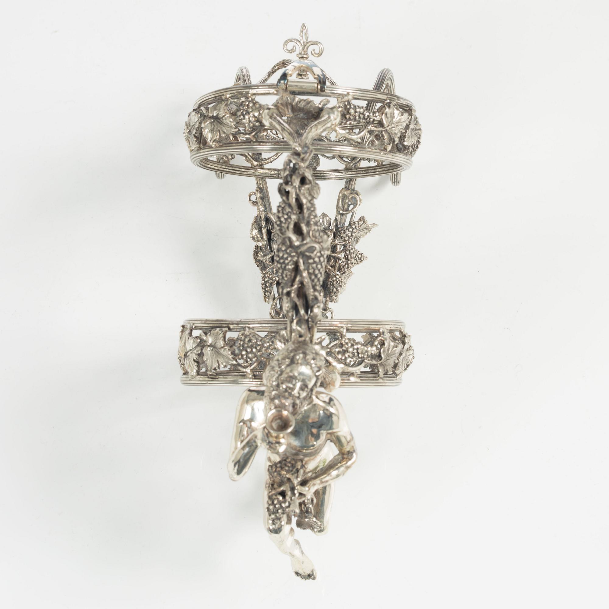 Flaskhållare, nysilver, saknar stämplar, 1900-tal.