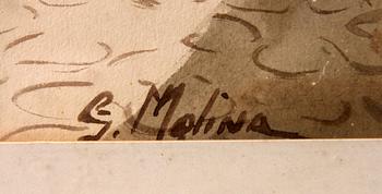 GUILLERMO MOLINA, gouache, sign.