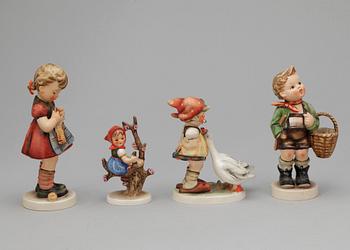FIGURINER, 4 st, porslin, Hummel, Goebel, Tyskland, 1900-tal.