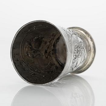 A silver beaker, mark of Cornelius Poppe, Augsburg, Germany, ca. year 1700.