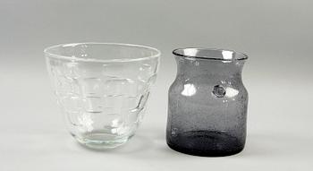 VASER, 2 st, glas, Bengt Orup samt Erik Höglund, sign.