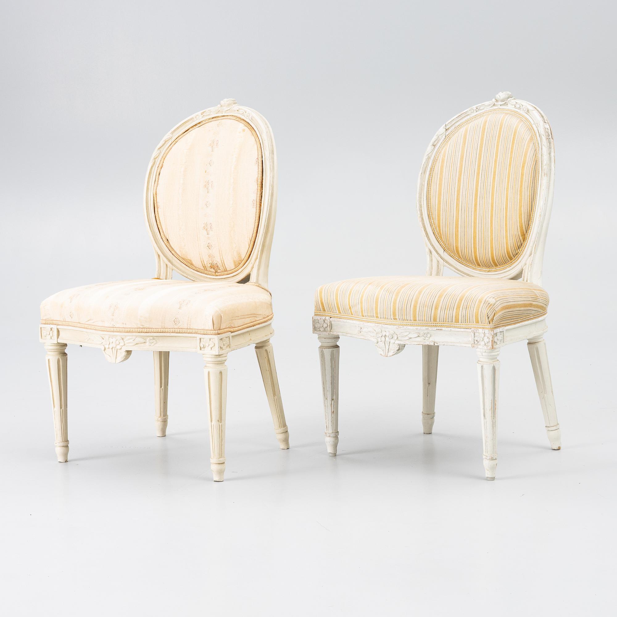 Stolar, ett par, Stockholmsarbeten, sent 1700-tal, Gustavianska.