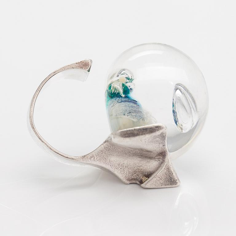 Björn Weckström, "Petrified lake", a sterling silver and acrylic ring. Lapponia 1973.