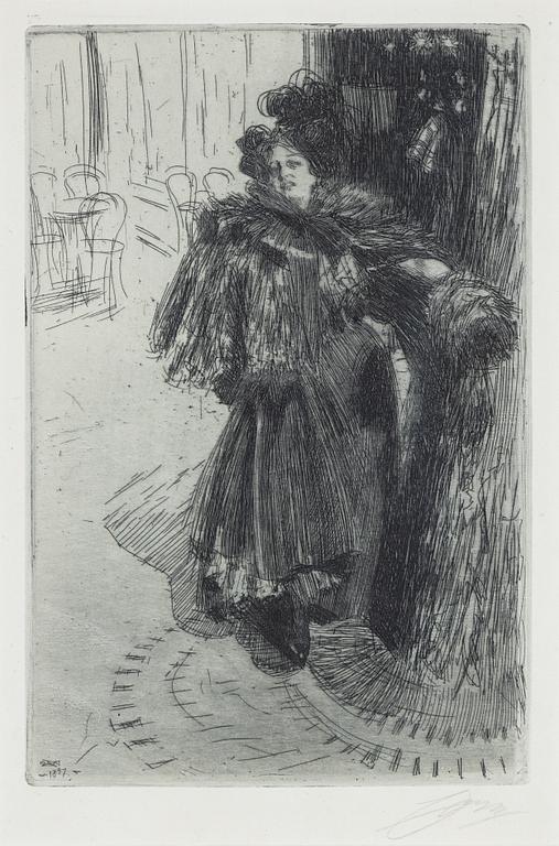 Anders Zorn, etching, 1897, signed in pencil.