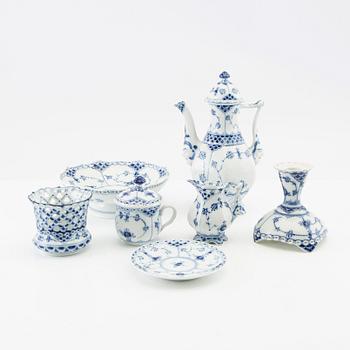 Service 6 pcs "Musselmalet Full Lace and Half Lace", Royal Copenhagen Denmark porcelain.