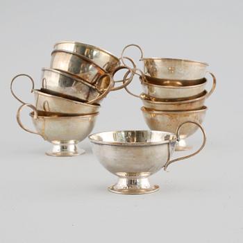 Ten silver punch cups, GAB, Stockholm, 1951/52, weight 328 g.