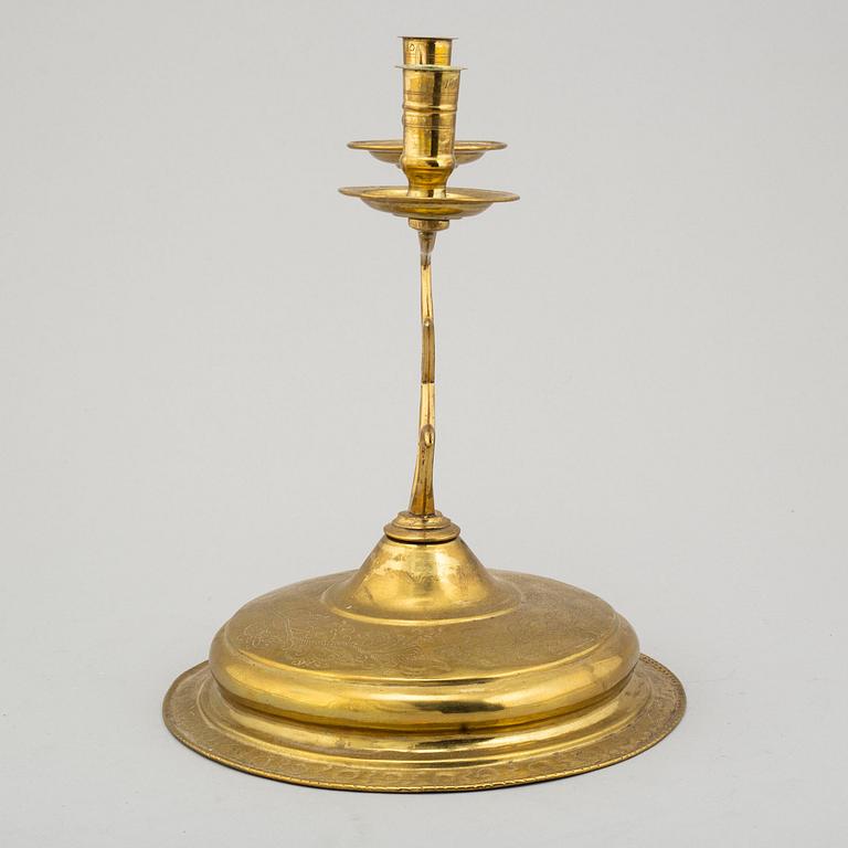a 19th century brass candelabra.