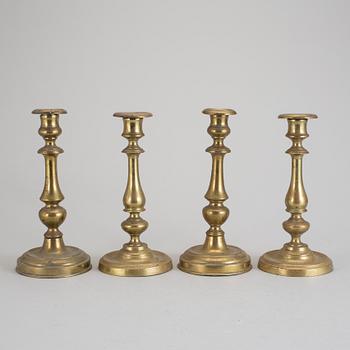 LJUSSTAKAR, 4 stycken, mässing, 1800-tal.