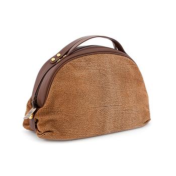 476. BORBONESE, a brown fabric and leather purse from the 1980s.