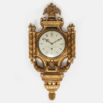 A Gustavian wall clock signed Johan Ryberg, Stockholm, Sweden, late 18th century.