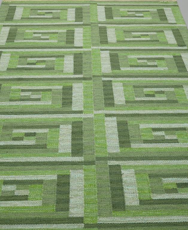 Barbro Nilsson, MATTA, "Ostia, grön", rölakan, ca 234,5 x 141,5 cm, signerad AB MMF BN.