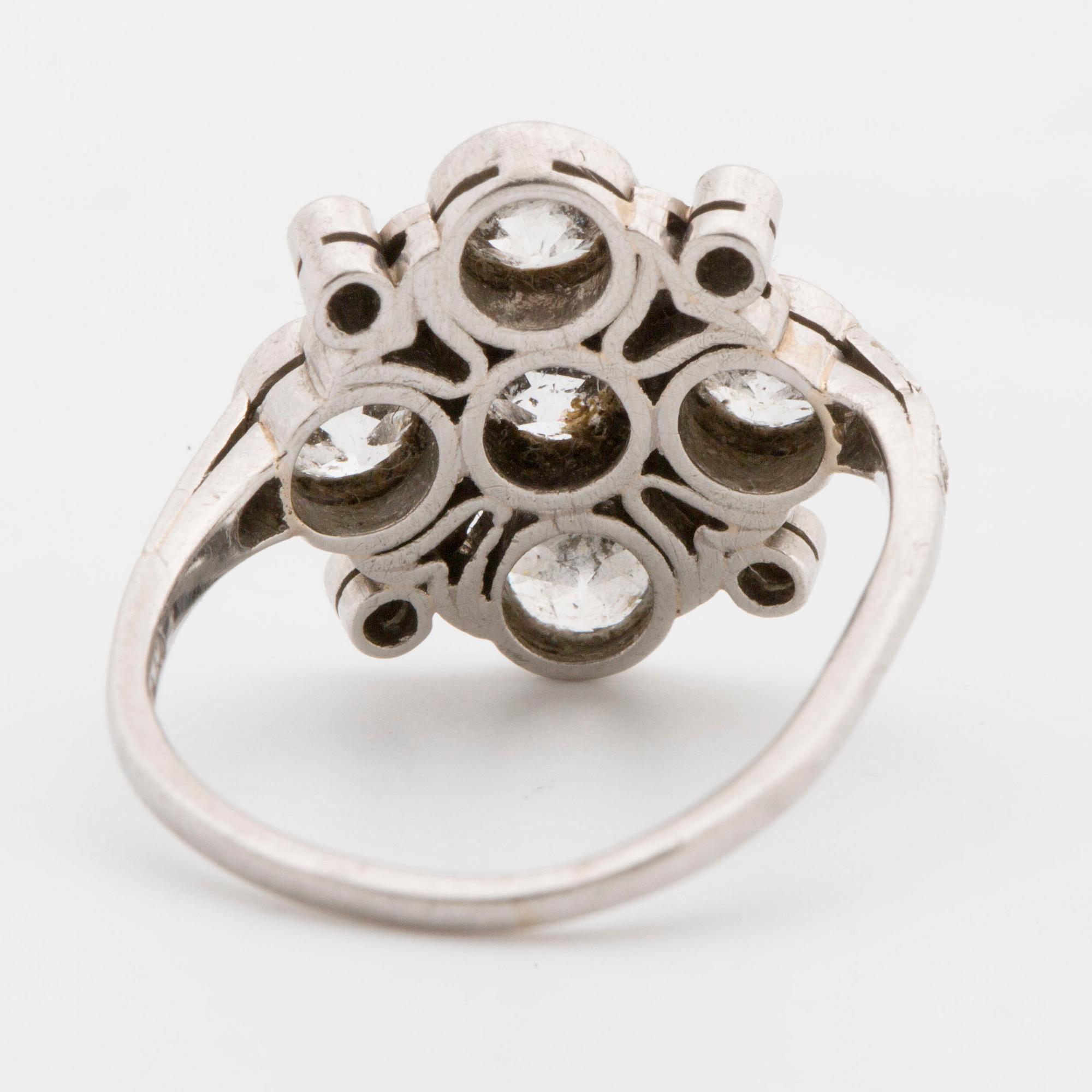 Ring with old-cut diamonds ca 1.60 cts. WA Bolin, Stockholm, 1927.