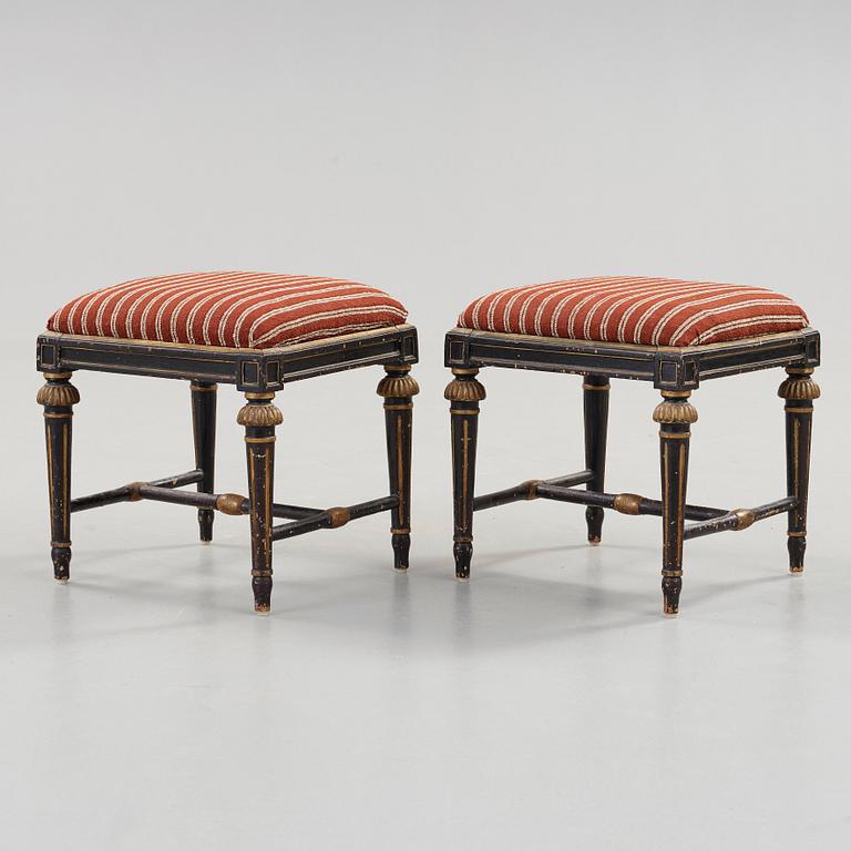A pair of Gustavian stools by Joseph Ruste, master 1772.