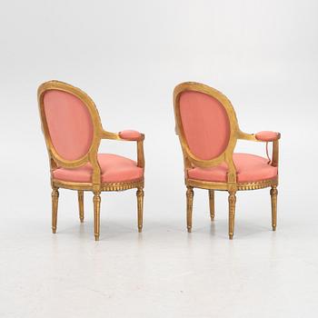 Armchairs, a pair, Gustavian style, 19th century.