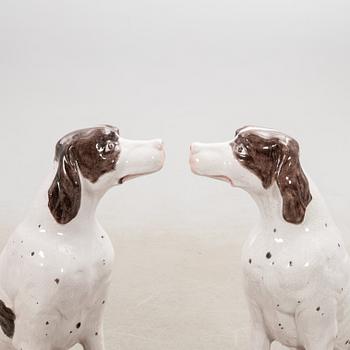 Decorative sculptures a pair England 20th century glazed ceramics.