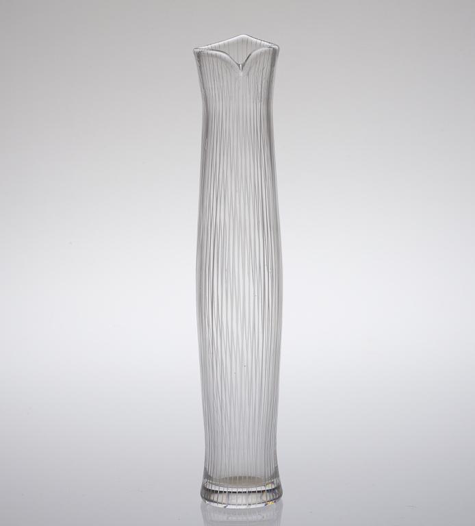 Tapio Wirkkala, A Tapio Wirkkala 'Stream of Tuonela' engraved glass vase, Iittala, Finland, model 3522.