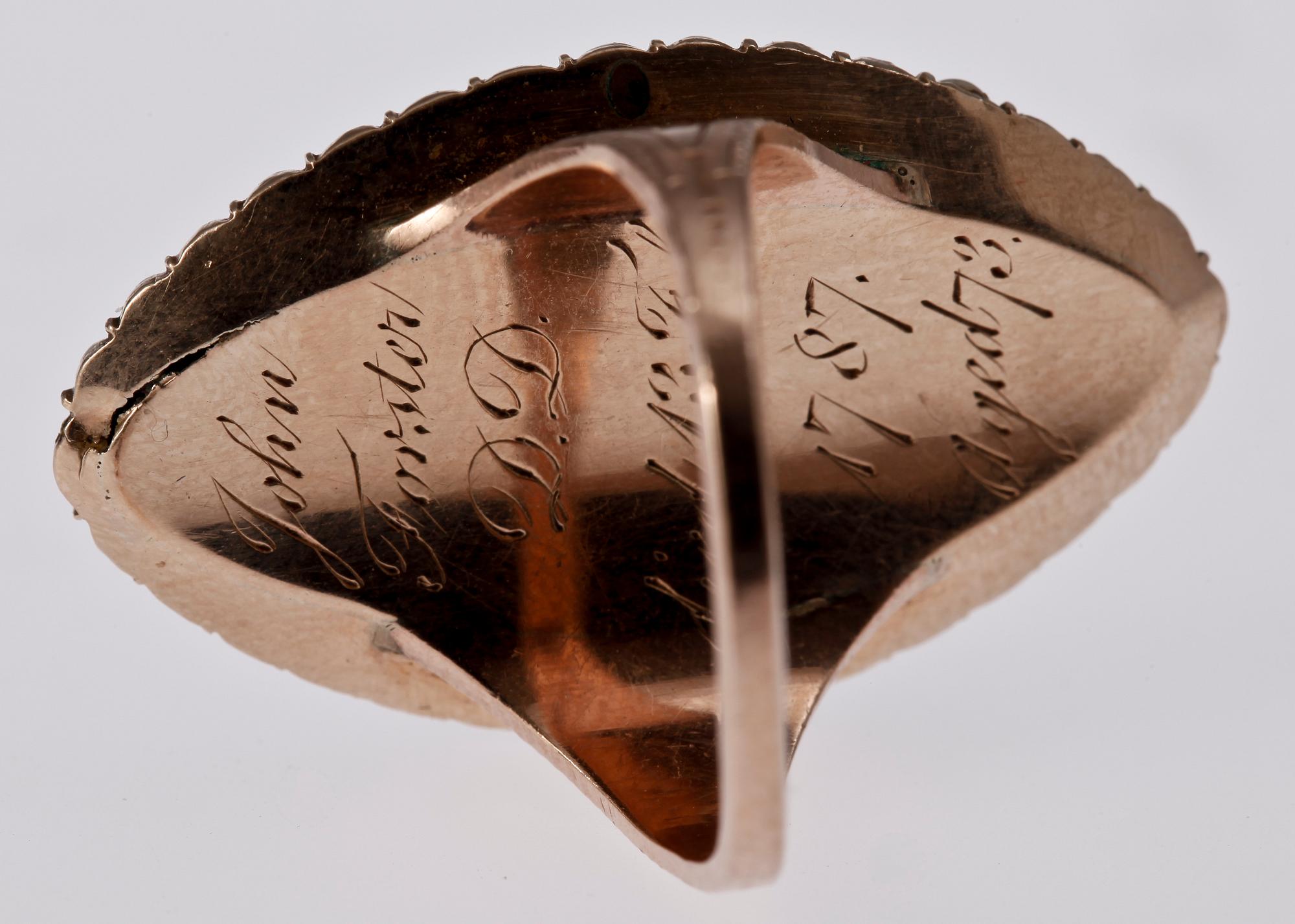 RING, guld, troligen England, sent 1700-tal. Vikt 7 gram.