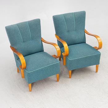 A pair of Swedish Modern armchairs, 1940's.
