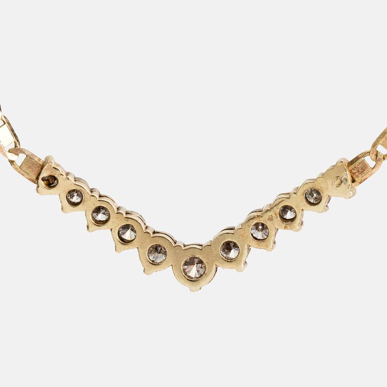 NECKLACE, 14K gold with 11 diamonds approx. 2.25 cts.