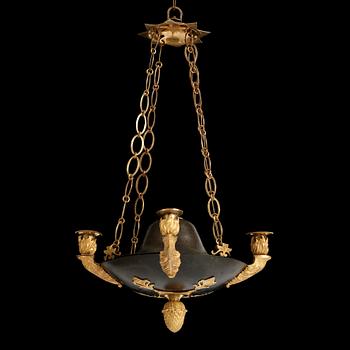 A Swedish Empire 19th century four-light hanging-lamp.