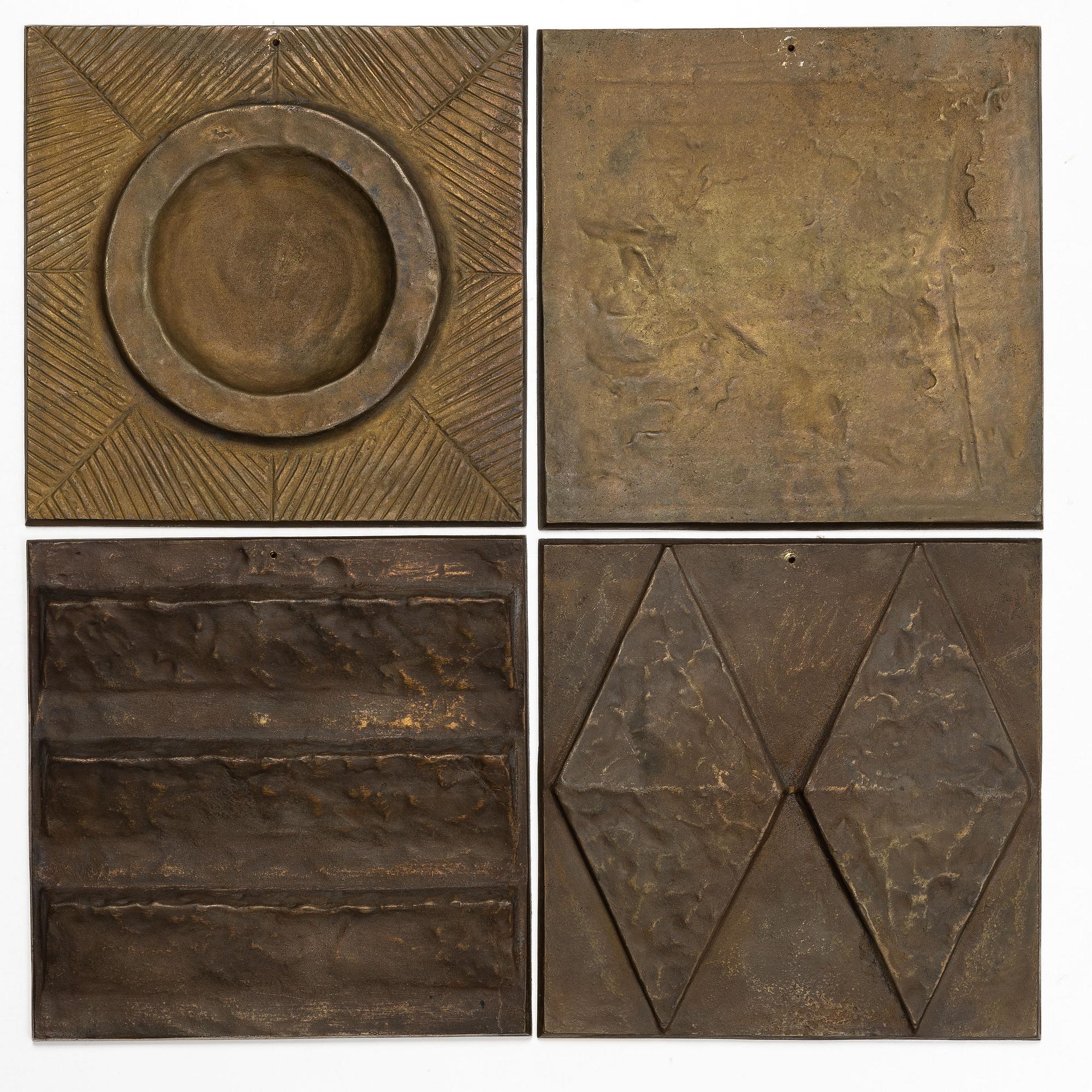 Svensk Metalldesign, väggplaketter, 4 st, brons.