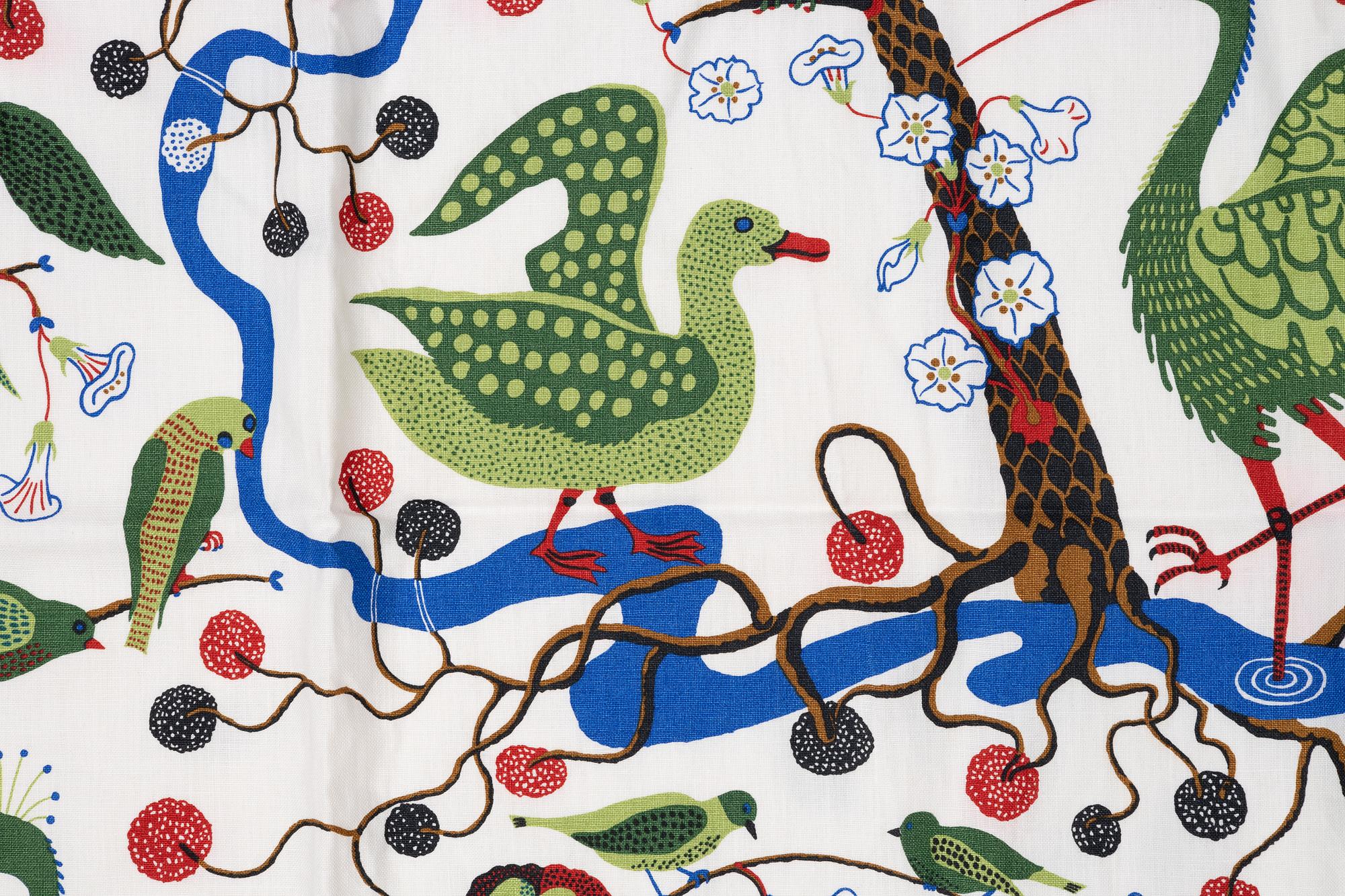 Josef Frank, a pair of 'Gröna Fåglar', (Green Birds) curtains, Svenskt Tenn.