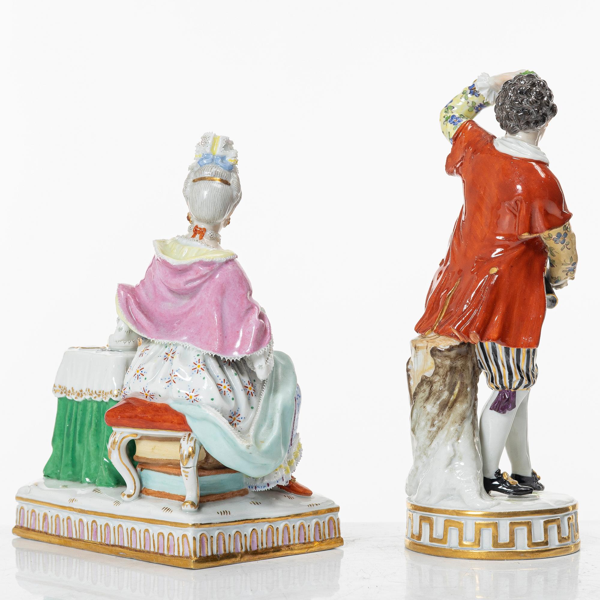 Two porcelain figurines, including one after Michel Victor Acier, Meissen, Germany, 19th century/around 1900.