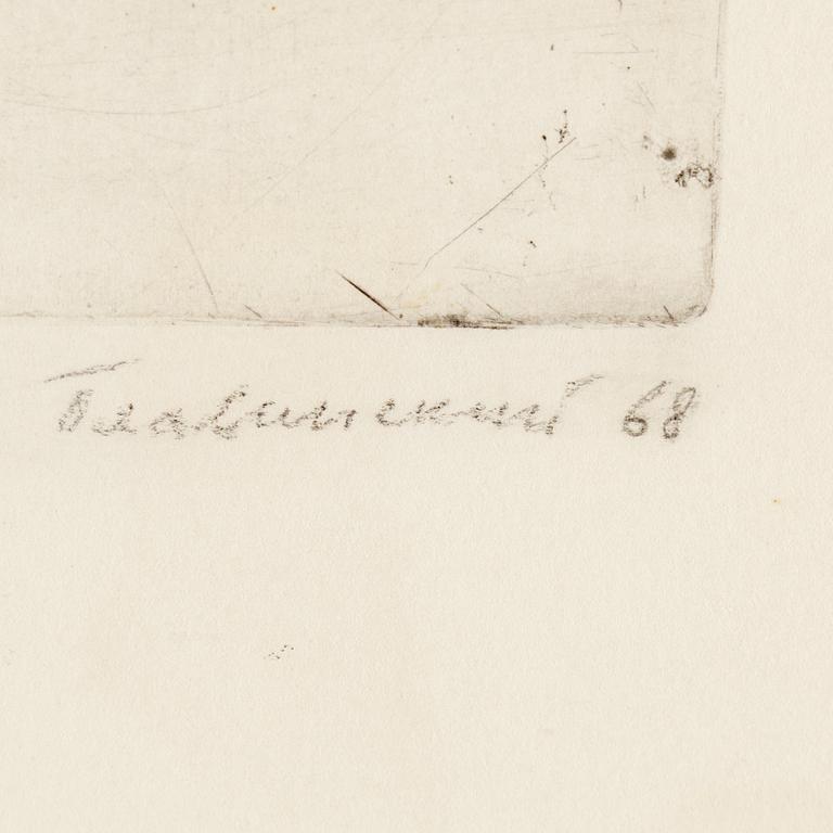 DIMITRI PLAVINSKY, etching, signed -68.