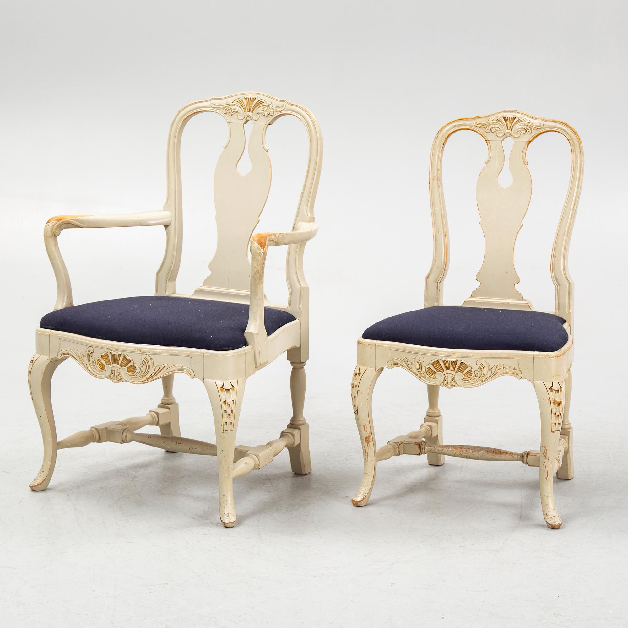 Chairs, 10 pcs, Rococo style, 20th century.