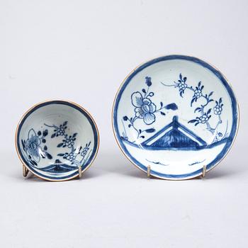 RISSKÅL samt FAT, porslin, Qianlong Kina 1736-1795.