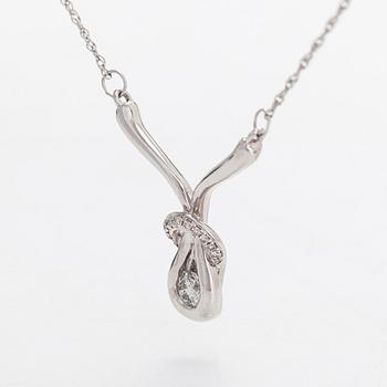 A 14K white gold necklace, with diamonds totalling approximately 0.15ct.