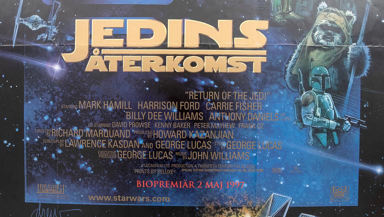 A 1997 Swedish premier film poster, Star Wars 'The return of the Jedi'.