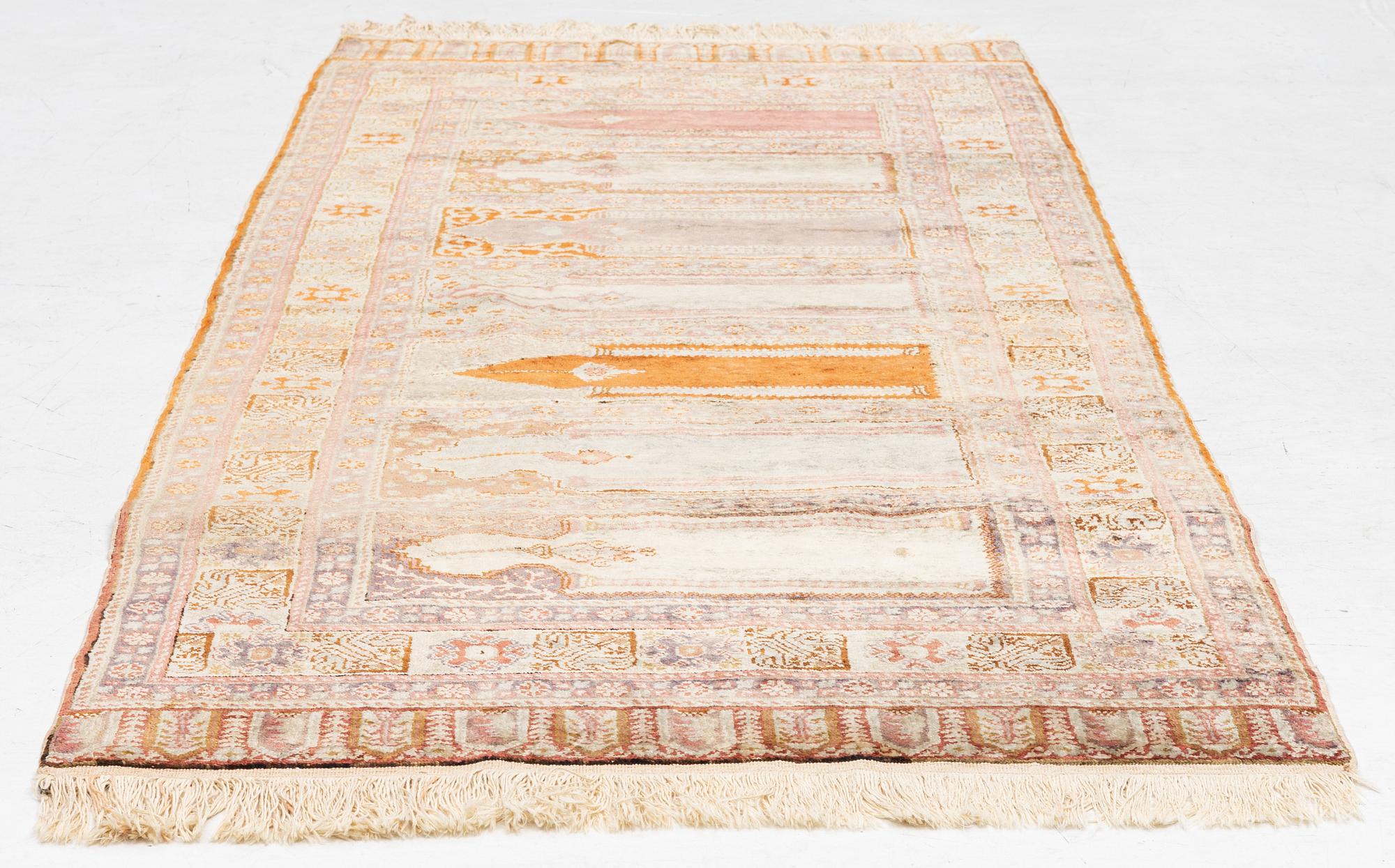 A Kayseri Saff rug, c. 228 x 87 cm.