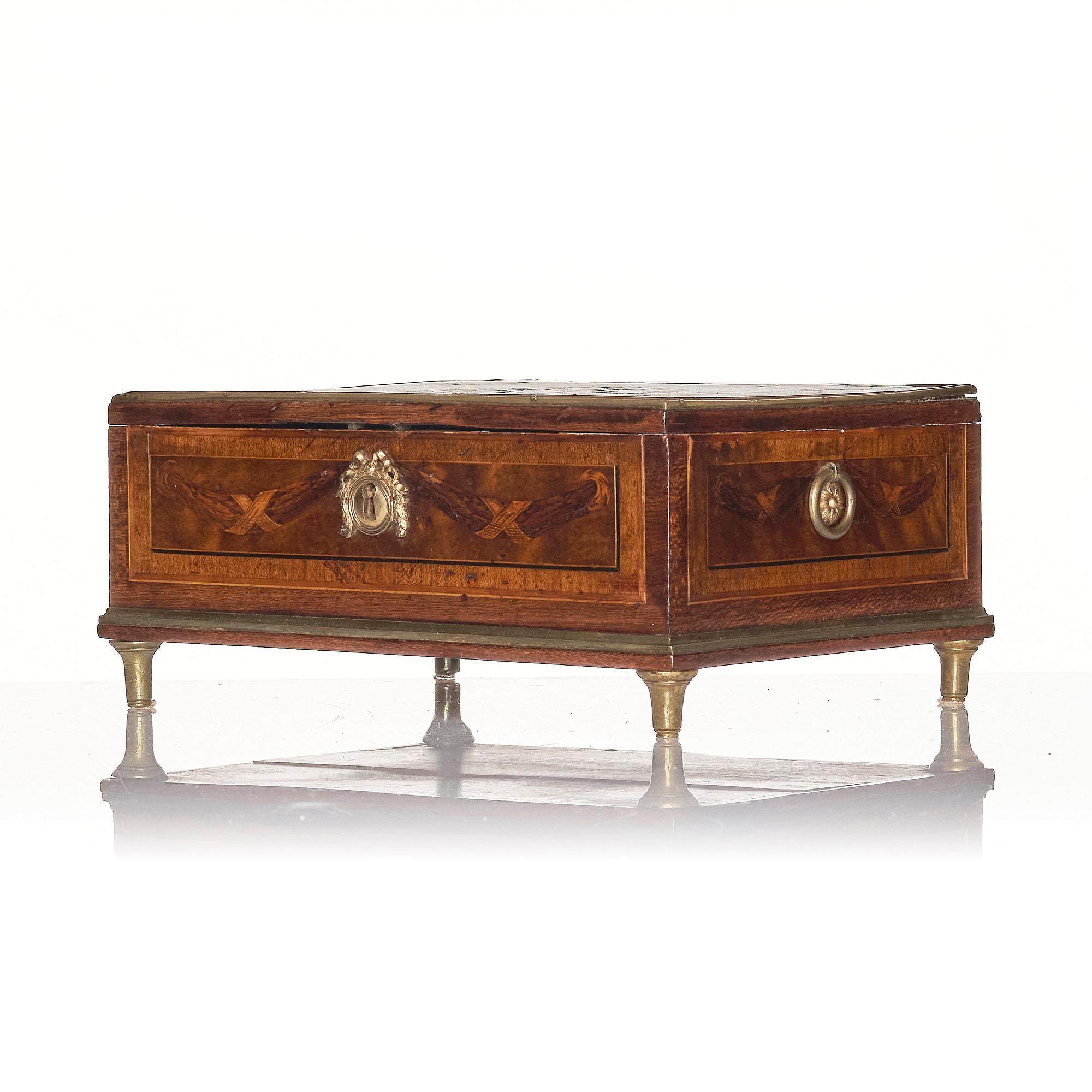 A Gustavian marquetry box with cover by G Haupt (1770-1784).