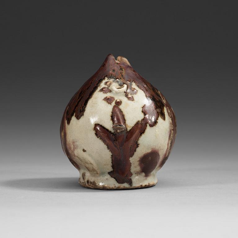 A peach shaped stone ware water sprinkler, Korea, 19th Century.