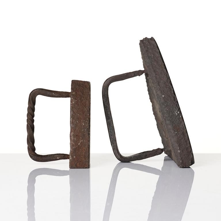 Two cast iron clothes irons, 18th / early 19th century.