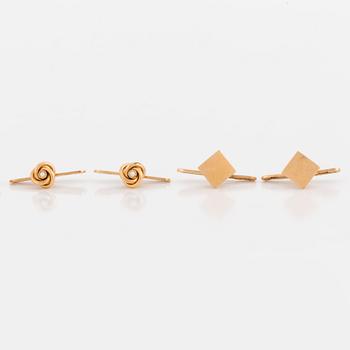 SHIRT STUDS, three pairs plus one, 18K gold.