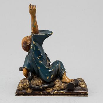 A Japanese painted bronze sculpture, 20th century.