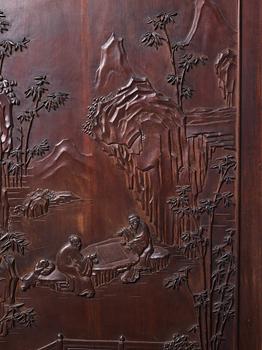 Two wooden panels, Qing dynasty, circa 1900.