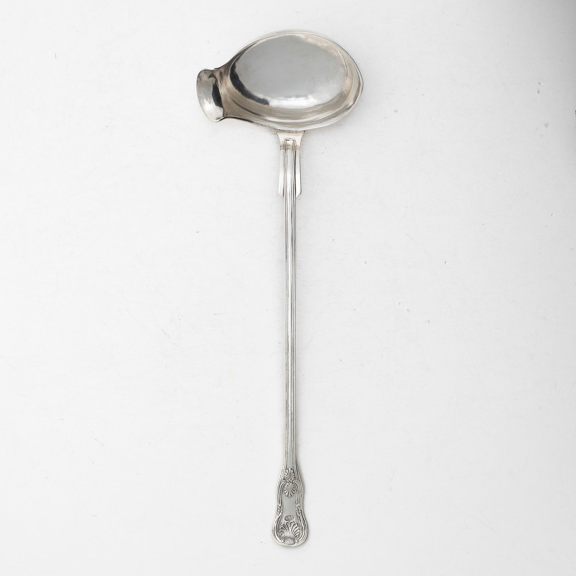 Gustaf Theodor Folcker, A Swedish silver soup ladle, mark of Gustaf Theodor Folcker, Stockholm 1855.
