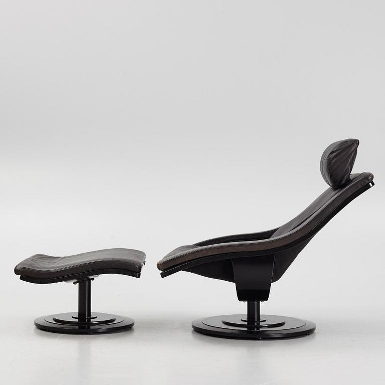 Takashi Okamura & Erik Marquardsen, a "Wave" armchair with ottoman, Nelo, 1970's.