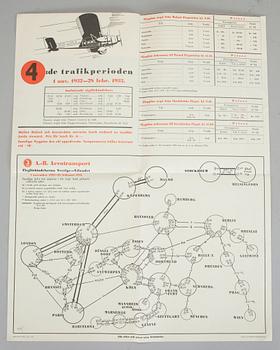 FLYGMEMORABILIA, 8 delar, vykort, flygkartor, tabellaffischer ABA, 1910-tal till 1930-40-tal.